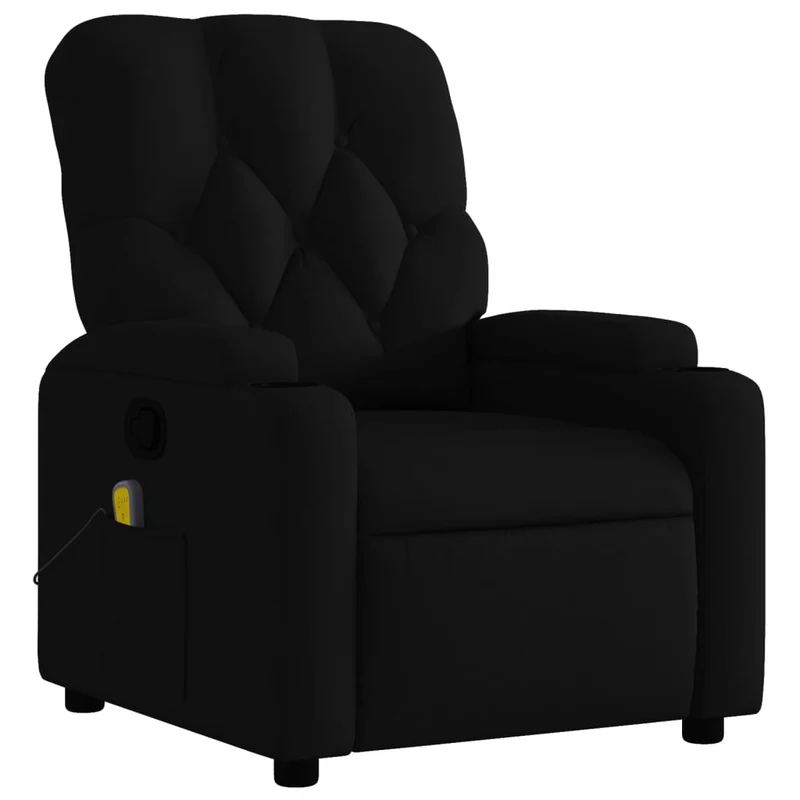 Fauteuil de relaxation TV fonction massage inclinable massage par vibrations par 6 points en tissu noir DEC027061