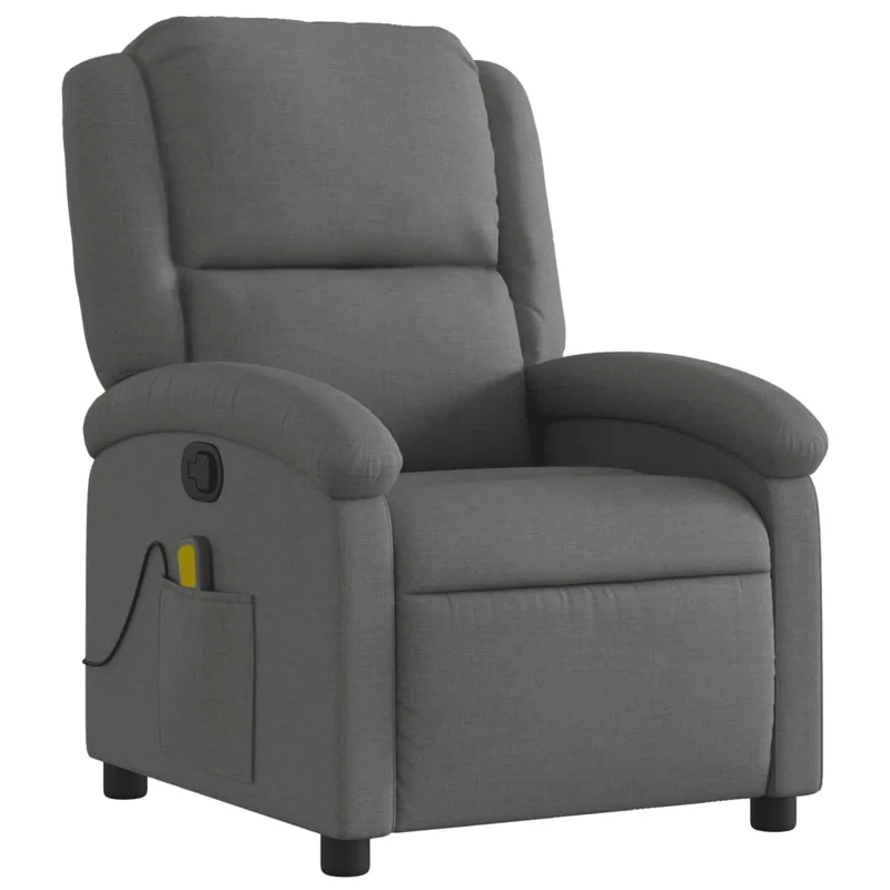 Fauteuil de relaxation TV fonction massage inclinable 6 points de massage en tissu gris foncé tissu DEC026942