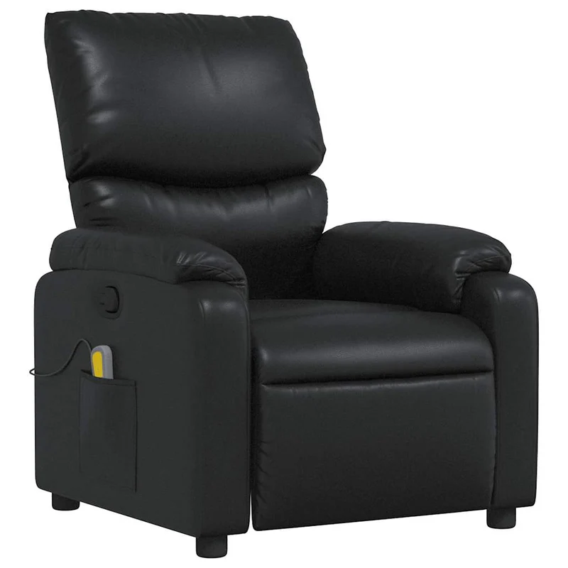 Fauteuil de relaxation TV fonction massage inclinable en PVC noir DEC027035