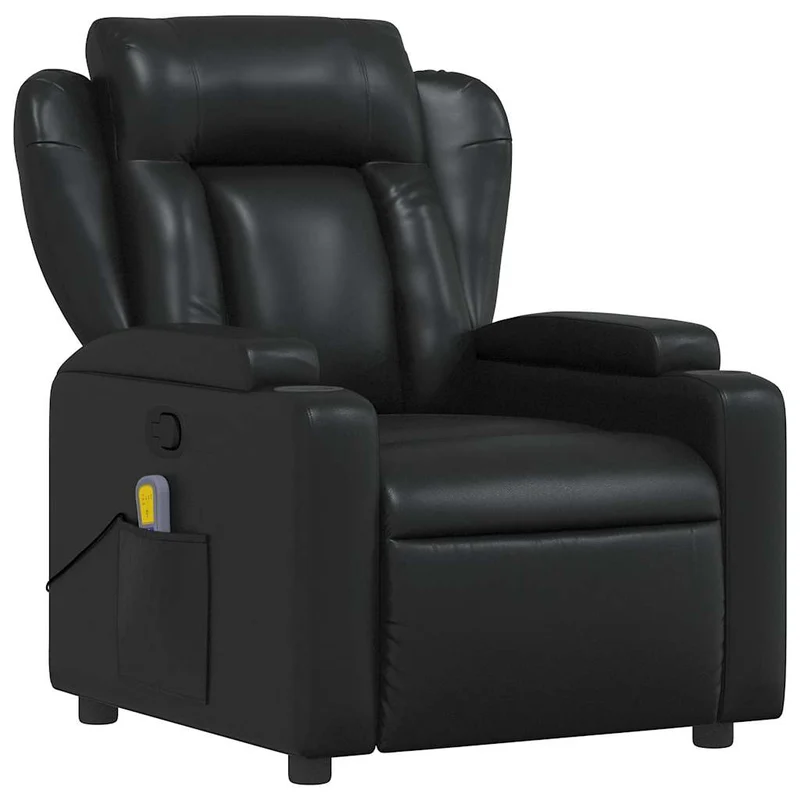 Fauteuil de relaxation TV fonction massage inclinable 6 points de massage en PVC noir DEC027029