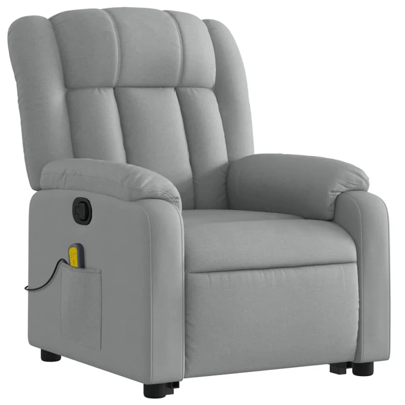 Fauteuil de relaxation TV fonction massage inclinable massage par vibrations par 6 points en tissu gris clair tissu DEC026920