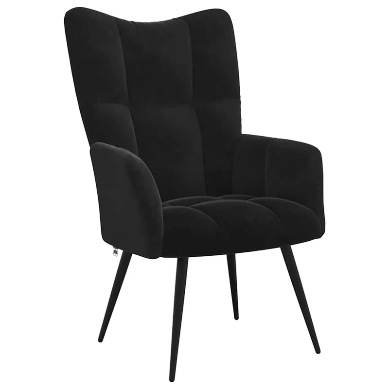 Fauteuil lounge chaise de canapé design moderne en velours noir coutures décoratives DEC026746