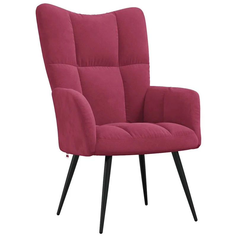 Fauteuil lounge chaise de canapé chambre design moderne en tissu velours rouge bordeaux DEC026767