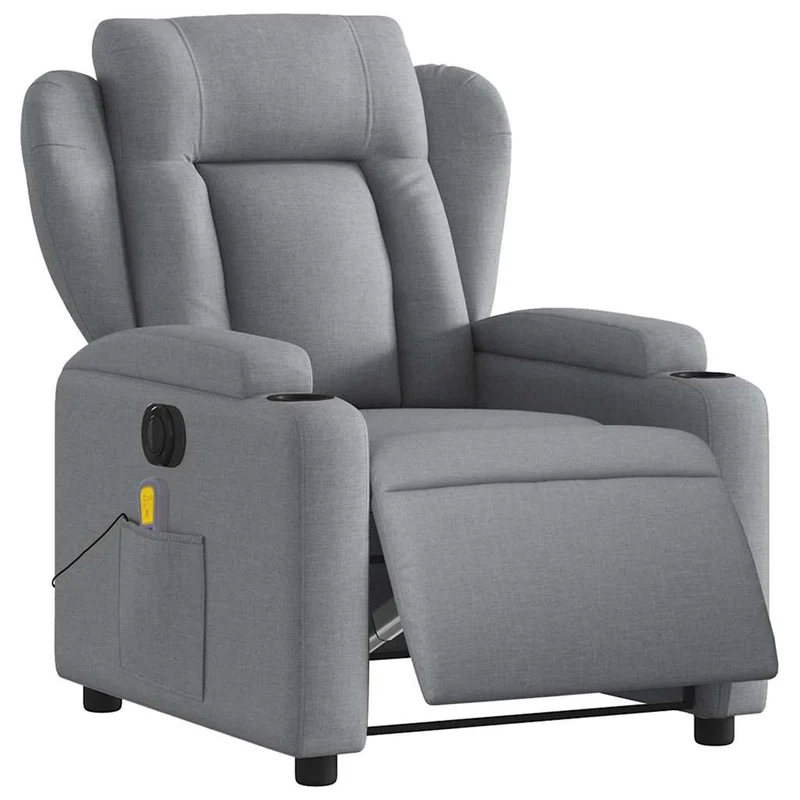 Fauteuil de relaxation TV fonction massage inclinable électrique en tissu gris clair DEC027163