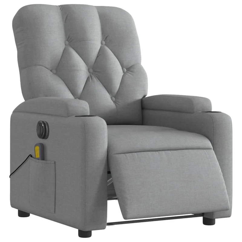 Fauteuil de relaxation TV fonction massage inclinable électrique en tissu gris clair DEC027158
