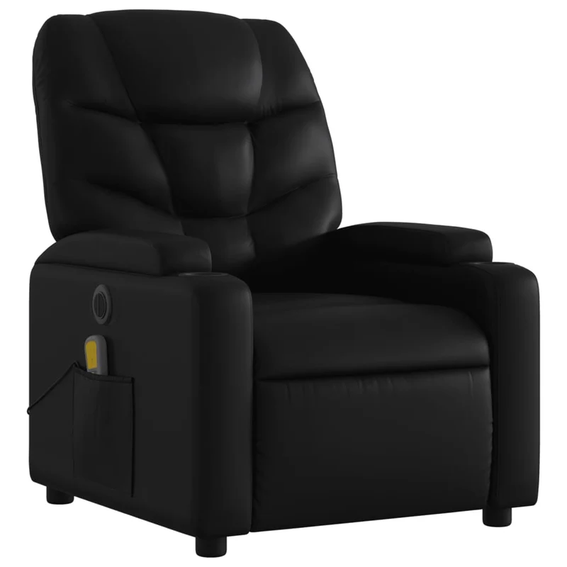 Fauteuil de relaxation TV fonction massage inclinable électrique 6 points de massage en PVC noir DEC027209
