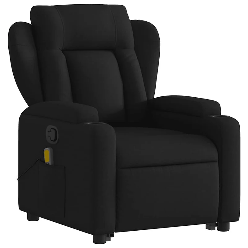 Fauteuil de relaxation TV fonction massage inclinable levage électrique en tissu noir DEC027064