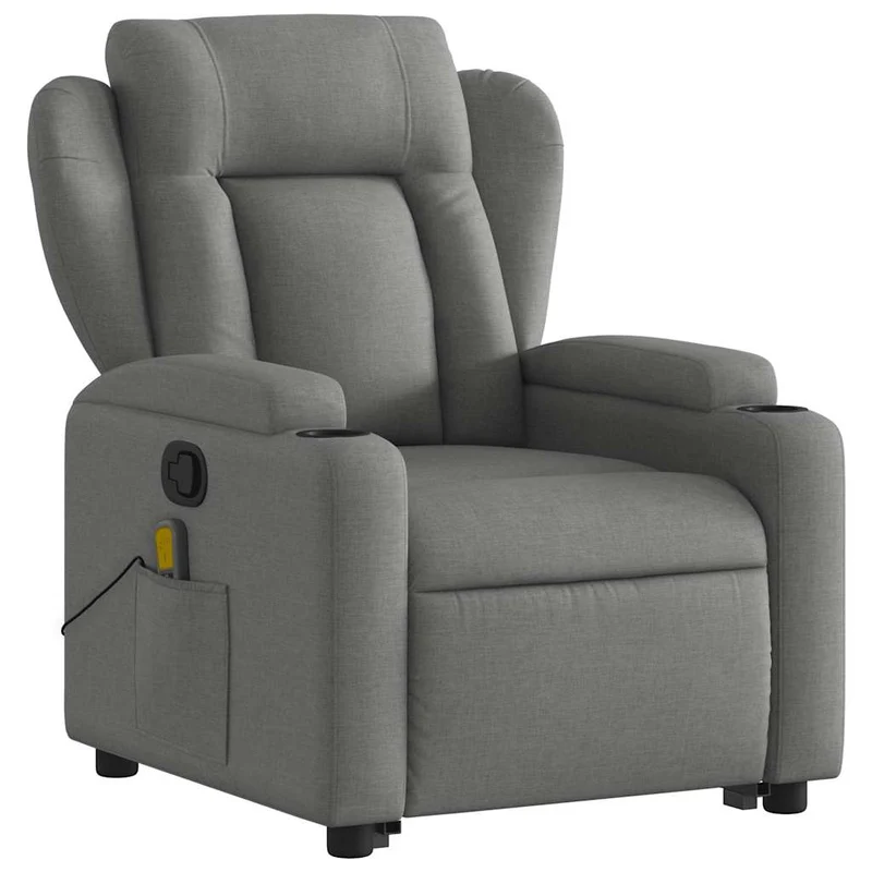Fauteuil de relaxation TV fonction massage inclinable et levage électrique en tissu gris foncé DEC026959