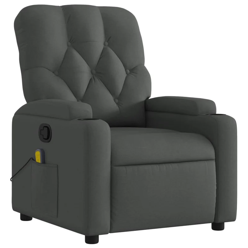 Fauteuil de relaxation TV fonction massage 6 points de massage inclinable en tissu gris foncé DEC026956