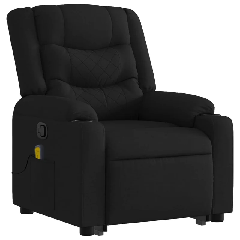 Fauteuil de relaxation TV fonction massage inclinable 6 points de massage en tissu noir DEC027050