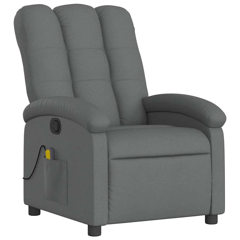 Fauteuil de relaxation TV fonction massage 6 points de massage inclinable en tissu gris foncé DEC026948