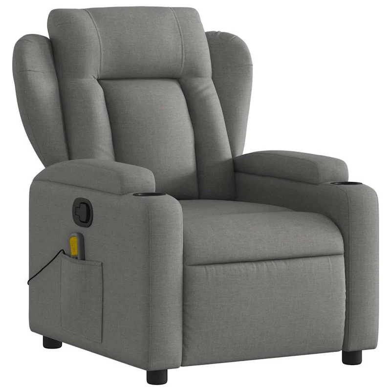 Fauteuil de relaxation TV fonction massage inclinable en tissu gris foncé DEC026943
