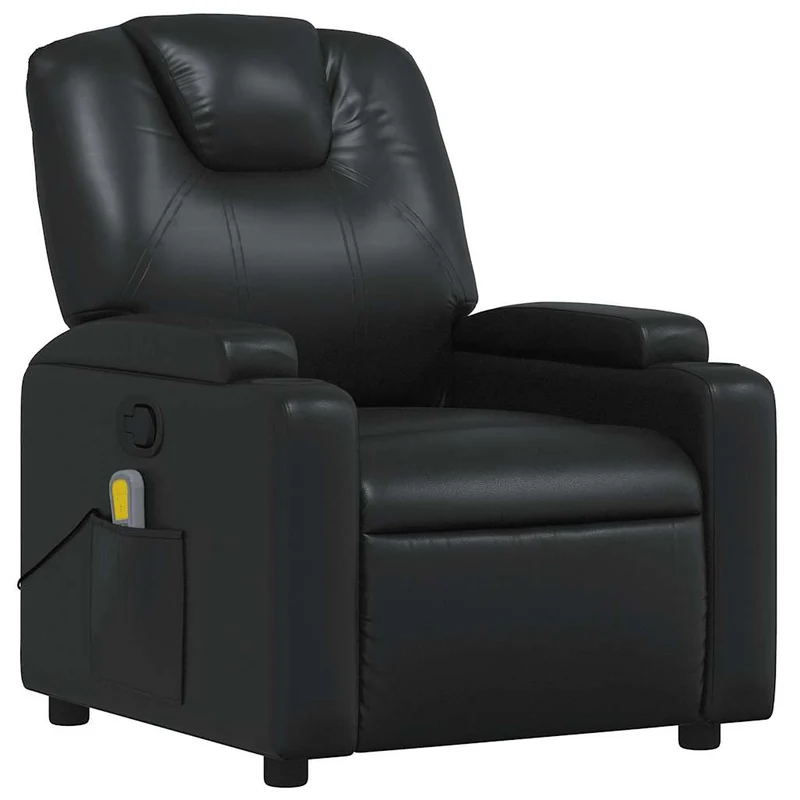 Fauteuil de relaxation TV fonction massage inclinable 6 points de massage en PVC noir DEC027041