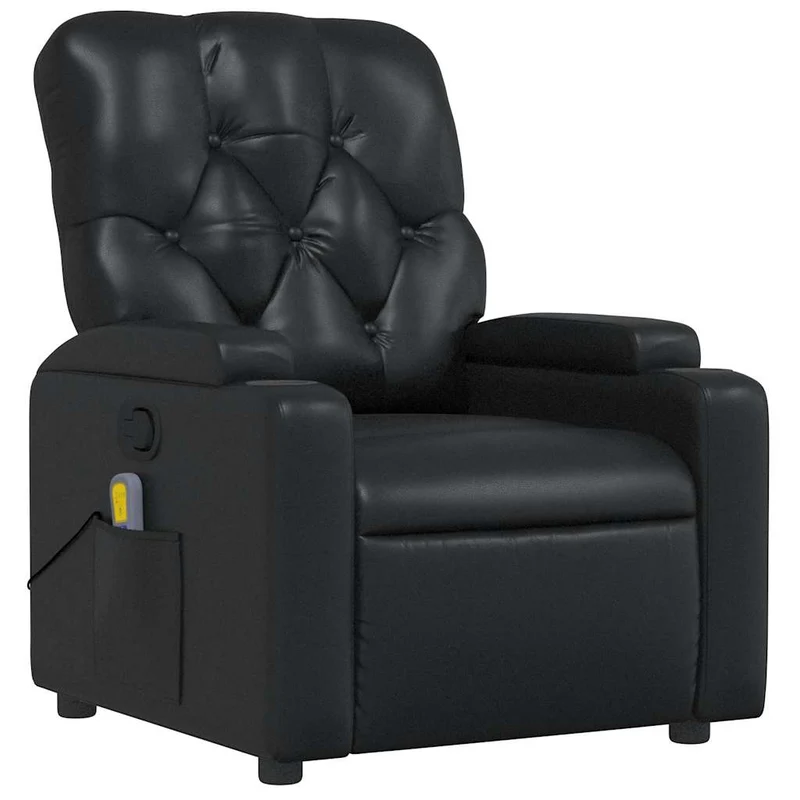 Fauteuil de relaxation TV fonction massage inclinable 6 points de massage en PVC noir DEC027030
