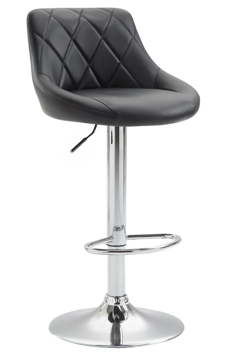 Tabouret de bar en synthétique noir pivotant avec repose-pieds coutures décoratives 10_0000112