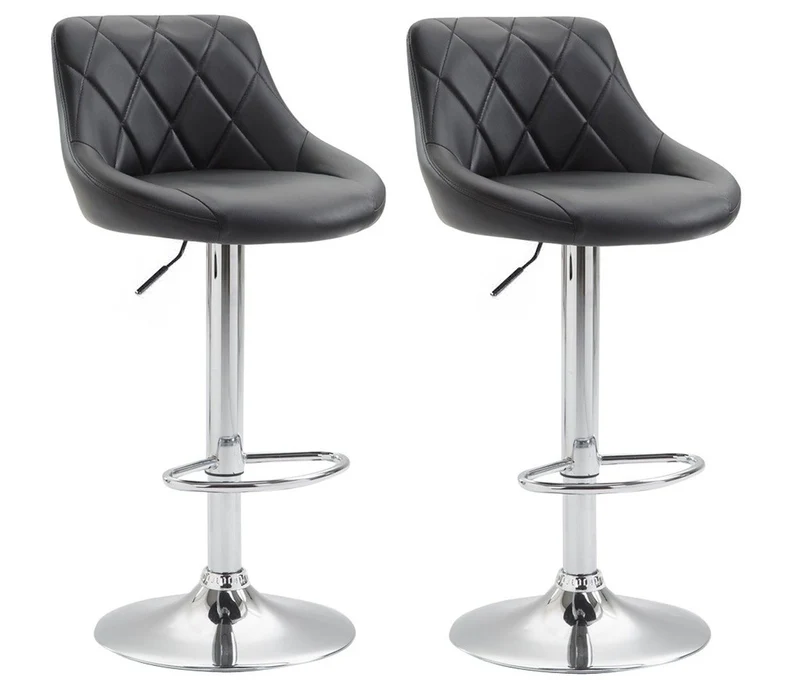 2x Tabourets de bar en synthétique noir pivotant avec repose-pieds TDB10085