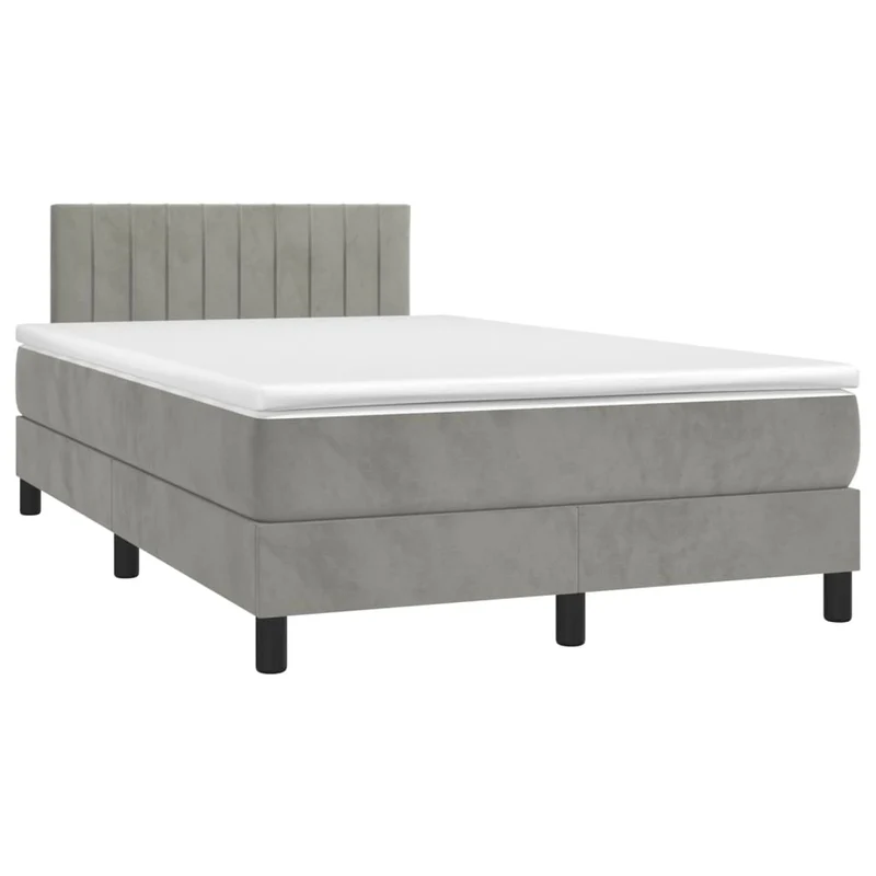 Cadre de lit LED avec sommier tête de lit matelas surmatelas 120x200 cm tissu velours gris clair TDL0207865