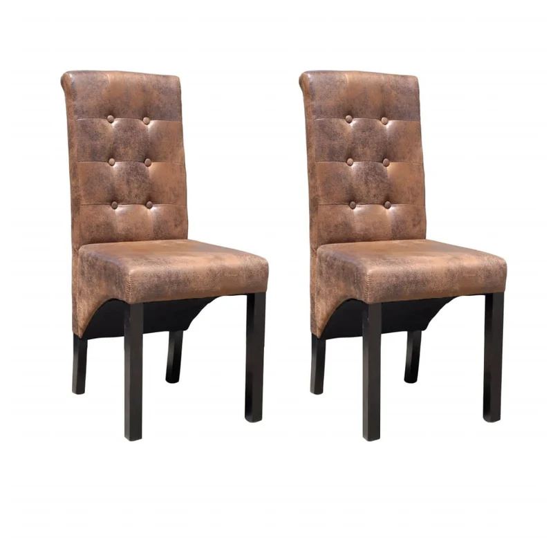 Lot de 2 chaises de salle à manger cuisine élégant et intemporel synthétique marron vintage CDS020709