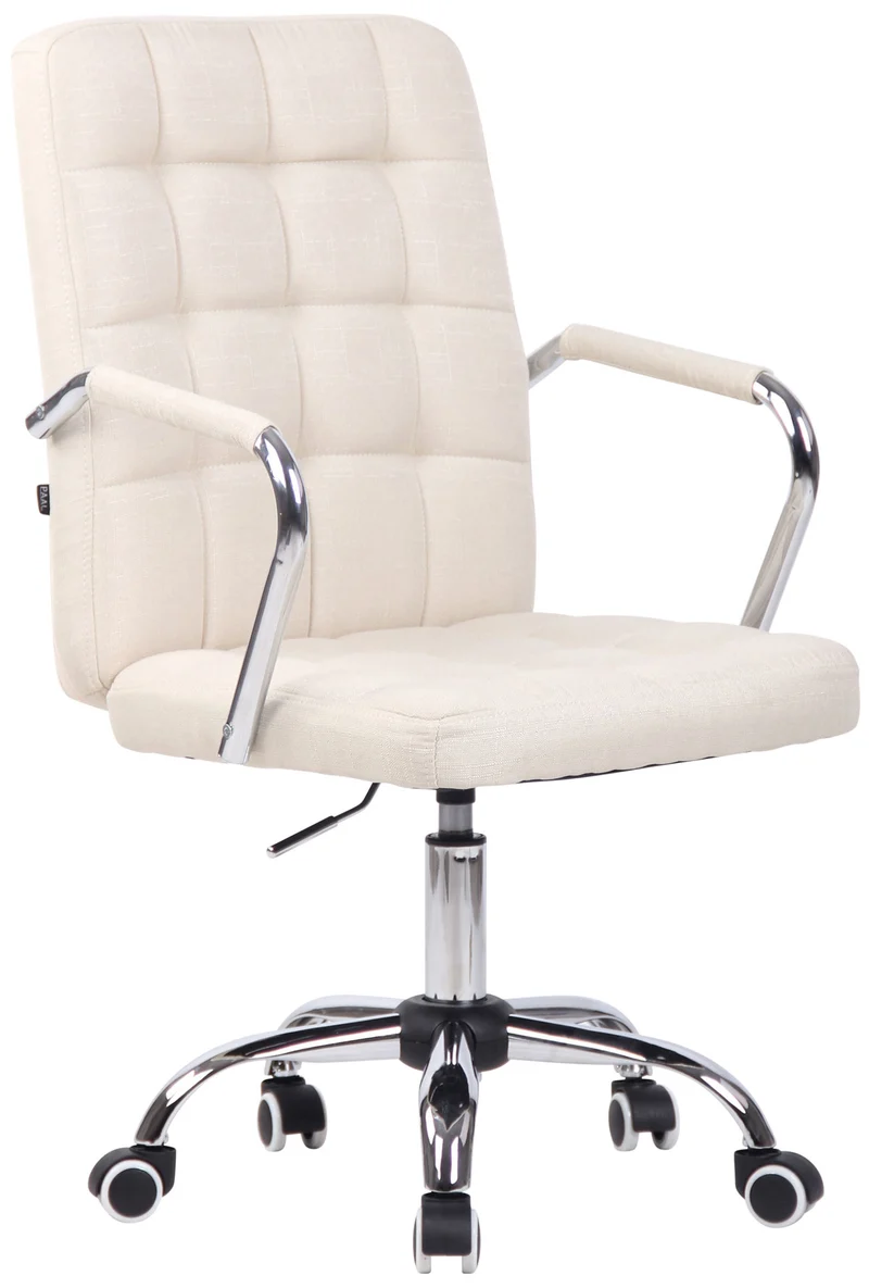 Chaise de bureau sur roulettes moderne et confortable en tissu crème BUR10636