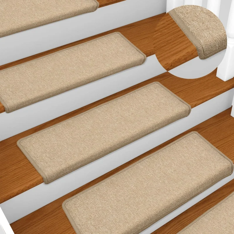 Tapis d'escalier 15 pièces 65x25 cm Taupe DEC023816