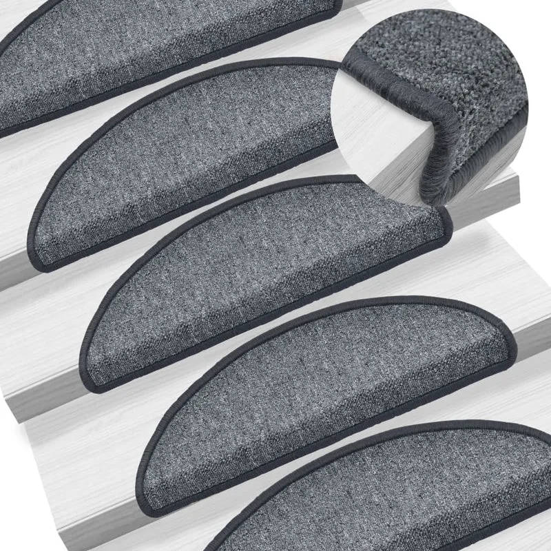 Tapis d'escalier 15 pièces Gris foncé 65 x 24 x 4 cm DEC023553