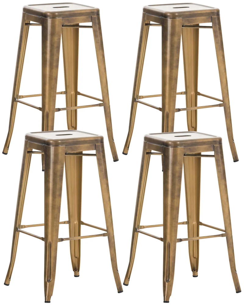 Lot de 4 tabourets de bar style industriel avec repose-pieds en métal doré 10_0000938