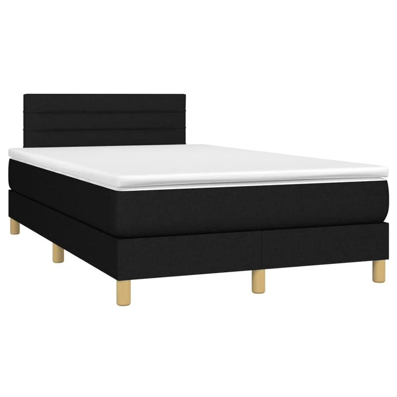 Cadre de lit LED avec sommier tête de lit matelas 120 x 200 cm tissu noir TDL0209293