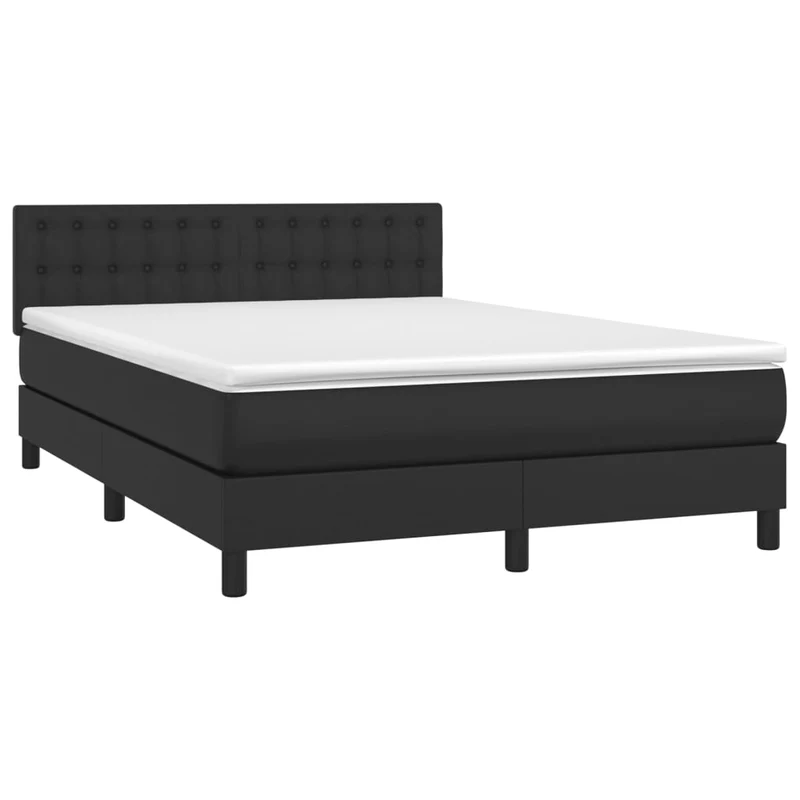 Cadre de lit LED avec sommier tête de lit matelas 140x200cm synthétique noir TDL0209196
