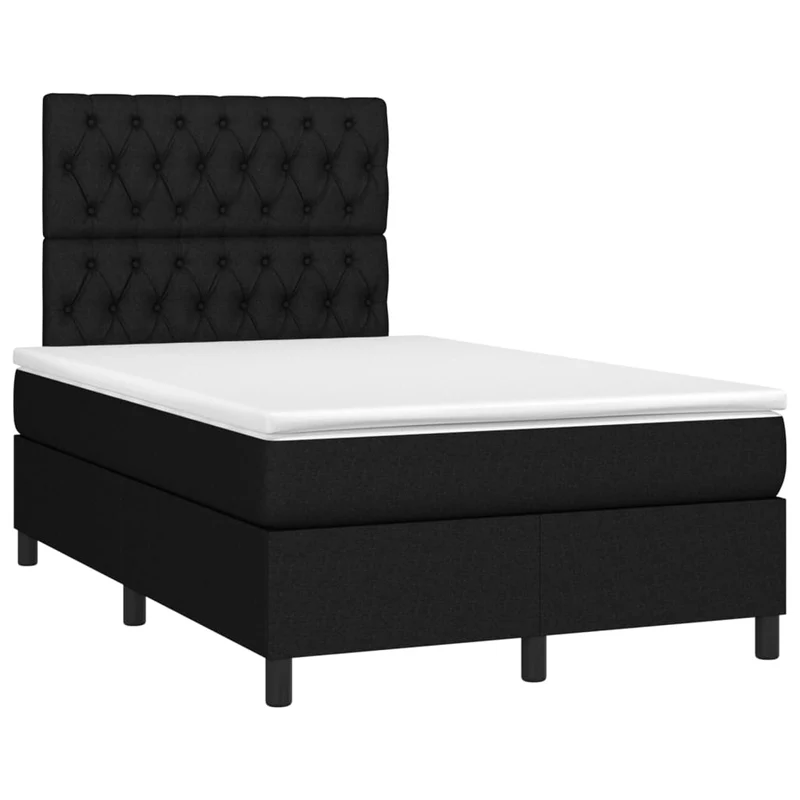 Cadre de lit LED avec sommier tête de lit matelas 120 x 200 cm tissu noir TDL0209286