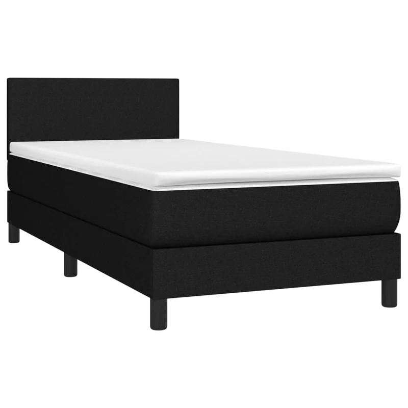 Cadre de lit LED avec sommier tête de lit matelas 90x200 cm tissu noir TDL0209026