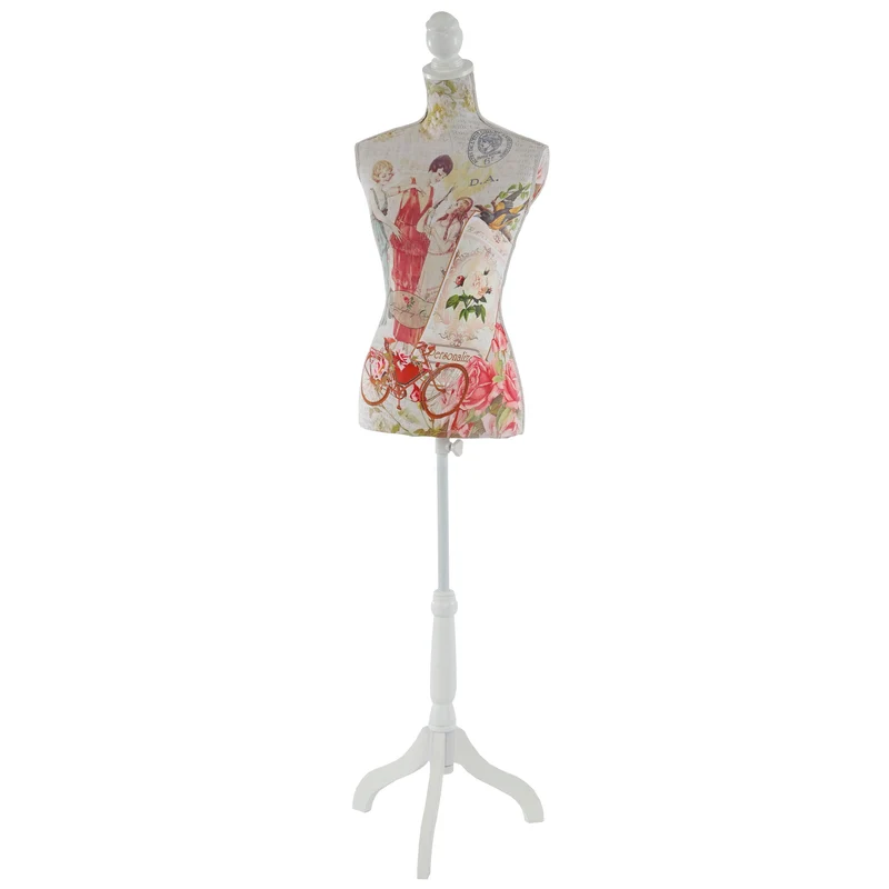 Buste de couture féminin sur pieds hauteur régable mannequin femme déco vitrine fibre de verre 04_0004286