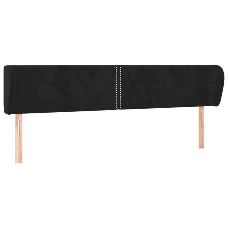 Tête de lit accessoire couchage chambre à coucher meuble avec rebord latéral 203 x 23 x 78/88 cm Tissu velours noir TDL0204471