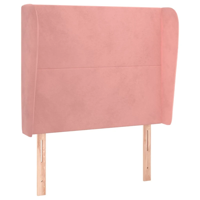 Tête de lit accessoire couchage chambre à coucher meuble avec rebord latéral 103 x 23 x 118/128 cm Tissu velours rose TDL0204362