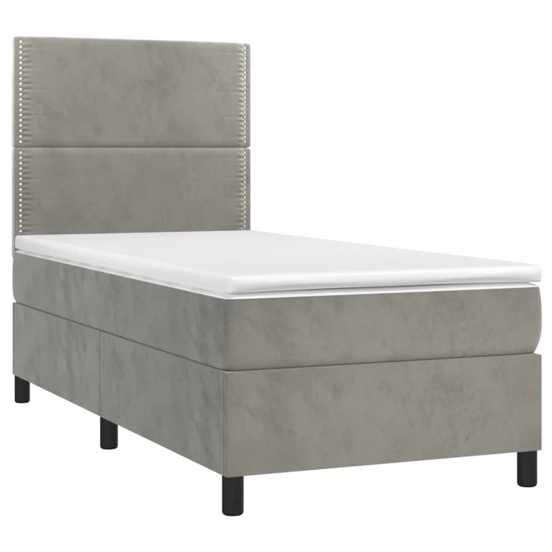 Cadre de lit LED avec sommier tête de lit matelas surmatelas 100x200 cm tissu velours gris clair TDL0207903