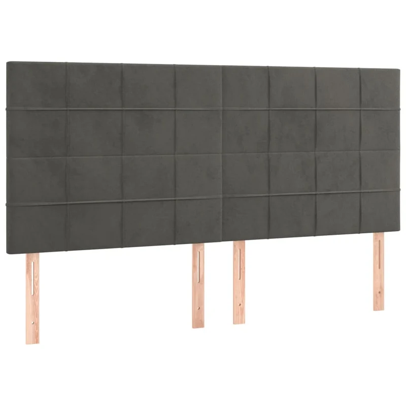Tête de lit accessoire couchage chambre à coucher meuble 4 parties 100 x 5 x 78/88 cm tissu velours gris foncé TDL0206018