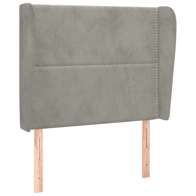 Tête de lit accessoire couchage chambre à coucher meuble avec rebord latéral 103 x 23 x 118/128 cm tissu velours gris clair TDL0205293