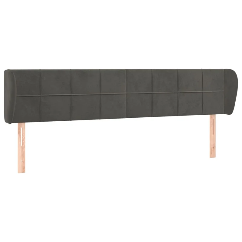 Tête de lit accessoire couchage chambre à coucher meuble avec rebord latéral 203 x 23 x 78/88 cm tissu velours gris foncé TDL0204916