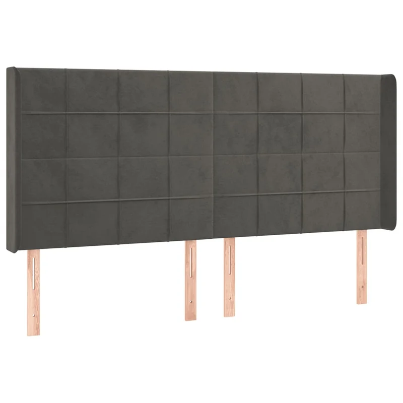 Tête de lit accessoire couchage chambre à coucher meuble à LED 203 x 16 x 118/128 cm tissu velours gris foncé TDL0201062