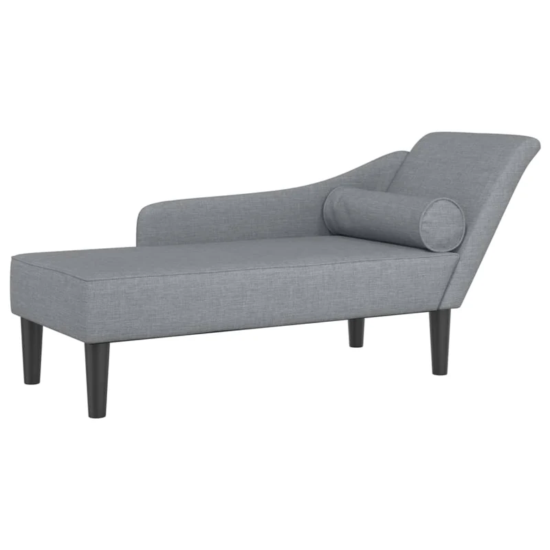 Méridienne chaise longue canapé pour intérieur avec coussins en tissu gris clair DEC026073