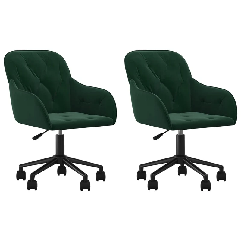 Lot de 2 chaises de salle à manger siège pivotant hauteur réglable en velours vert DEC025318