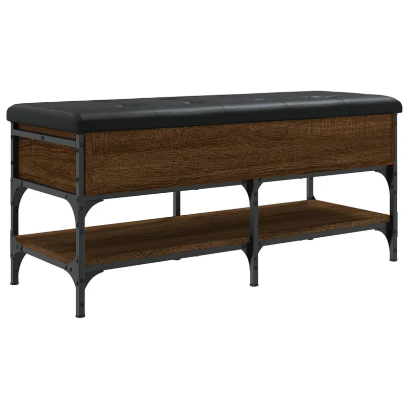 Banc de rangement à chaussures 102 x 42 x 45 cm en bois d'ingénierie couleur chêne marronn DEC024863