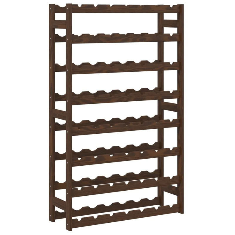 Casier range bouteilles étagère de rangement vin pour 56 bouteilles 8 niveaux en bois de pin marron DEC024332