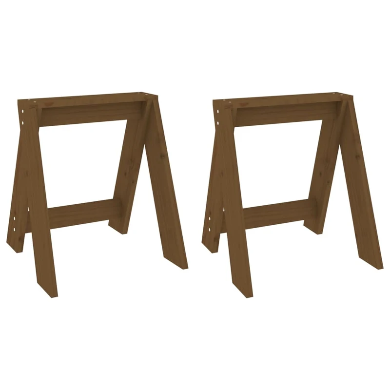 Set de 2 tabourets assise design simple 40 x 40 x 45 cm en bois massif de pin brun DEC026408