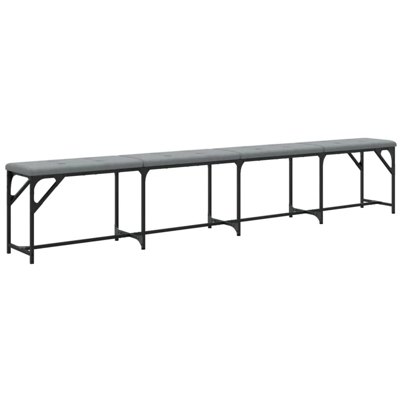 Banc de salle à manger 248 x 32 x 45 cm en acier et tissu gris DEC025019