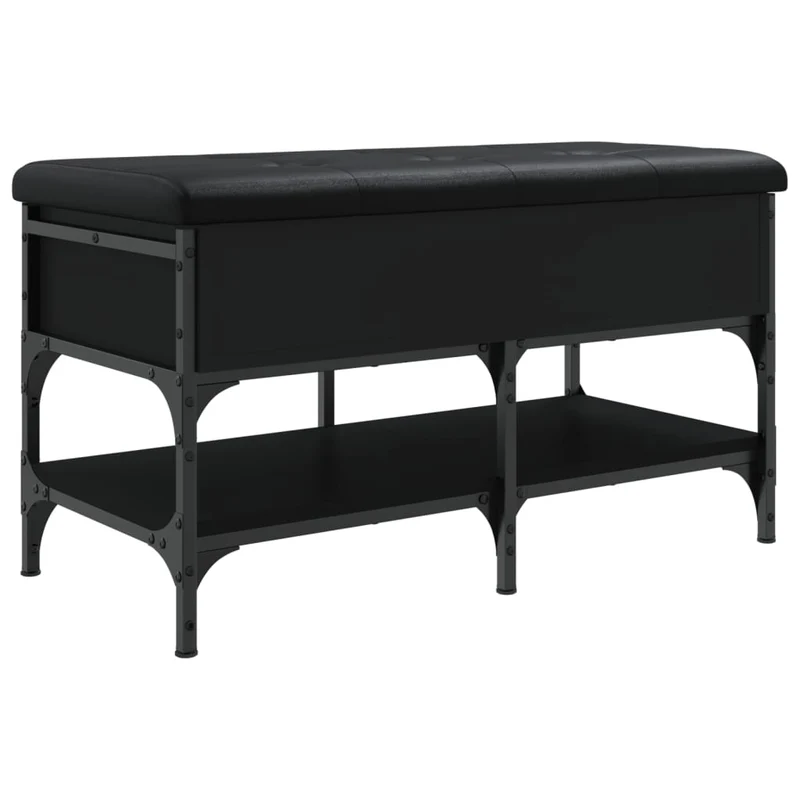 Banc de rangement à chaussures espace de rangement assise coussin noir 82 x 42 x 45 cm en bois d'ingénierie noir DEC024927