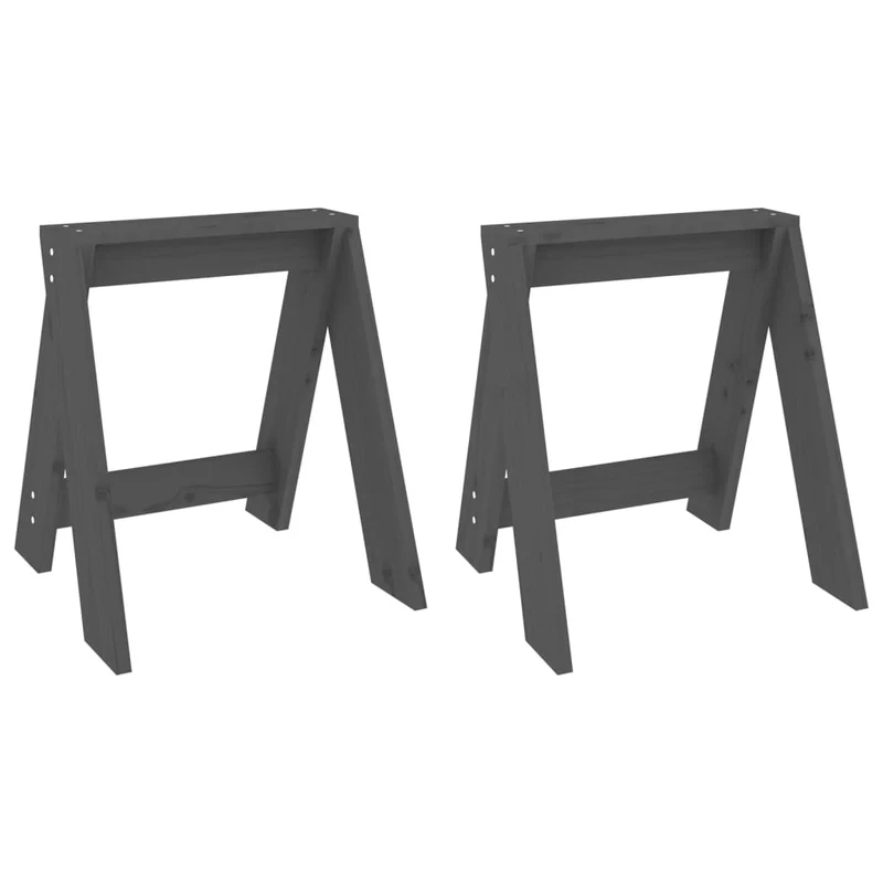 Lot de 2 tabourets assises design simple 40 x 40 x 45 cm en bois massif de pin gris DEC026406
