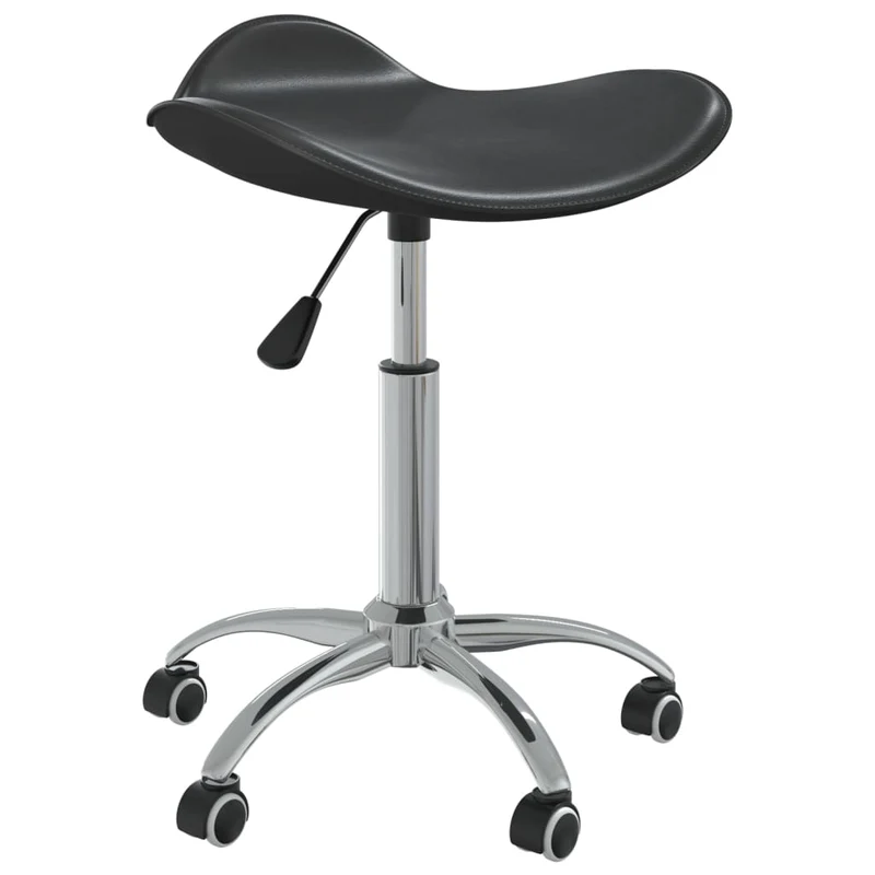 Chaise tabouret siège pivotant hauteur réglable sur roulettes en PVC noir cadre en acier DEC025151