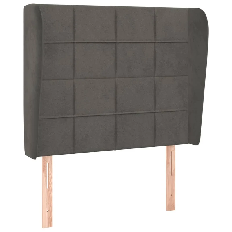 Tête de lit accessoire couchage chambre à coucher meuble avec rebord latéral 103 x 23 x 118/128 cm tissu velours gris foncé TDL0205040