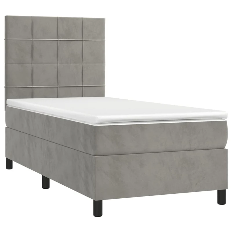 Cadre de lit LED avec sommier tête de lit matelas 90x190cm tissu velours gris clair TDL0208480