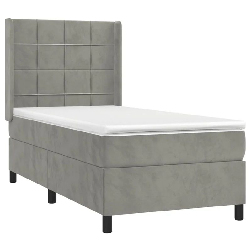 Cadre de lit LED avec sommier tête de lit matelas 90x190cm tissu velours gris clair TDL0208477